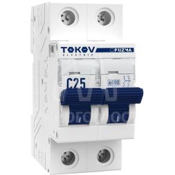 Выключатель автоматический модульный 2П 25А 6кА х-ка C TOKOV Electric TKE-PZ60-MCBI-2-25-C