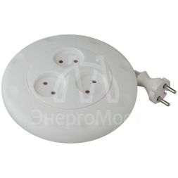 Удлинитель UR-3-3m-W (белый) 3х3м рулетка без заземл. ПВС 2х0.75 ЭРА Б0019038