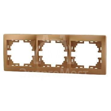 Рамка 3-м Мира горизонт. метал. зол. LEZARD 701-1300-148