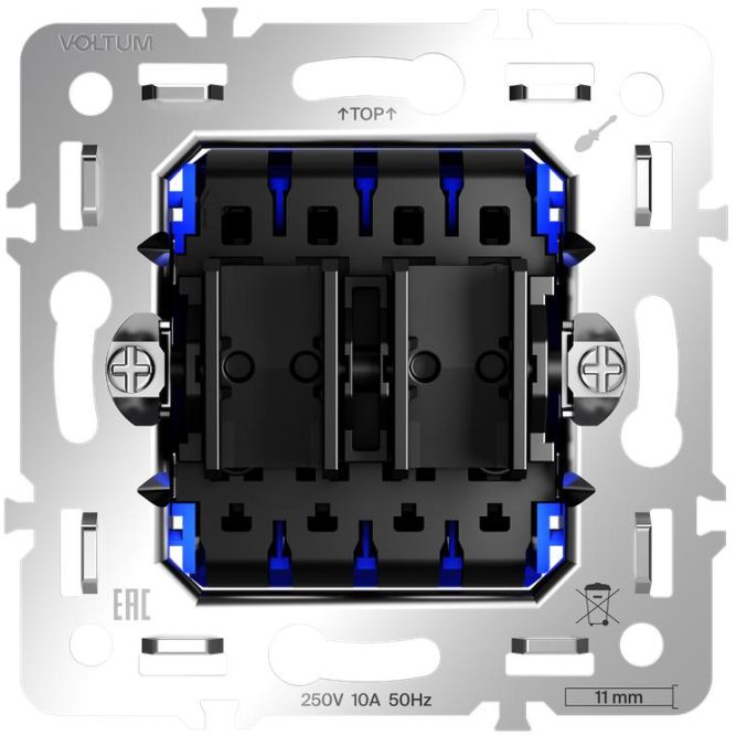 Механизм перекрестного переключателя двухклавишного 10А S70 Voltum VLS0205M