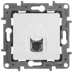 Розетка телефонная 1-м СП Etika RJ11 механизм бел. Leg 672240