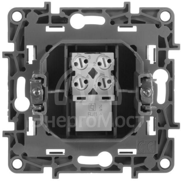 Розетка телефонная 1-м СП Etika RJ11 механизм бел. Leg 672240