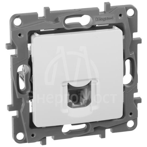 Розетка телефонная 1-м СП Etika RJ11 механизм бел. Leg 672240