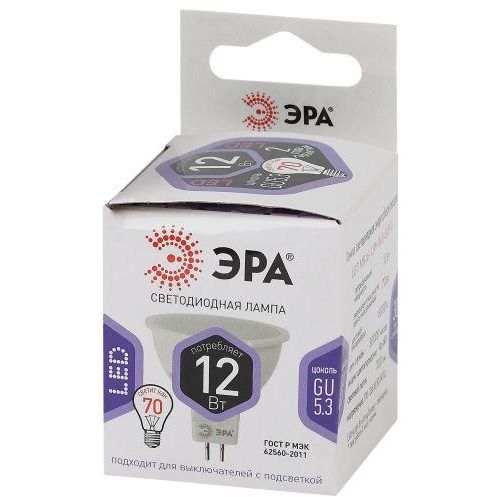 Лампа светодиодная LED MR16-12W-860-GU5.3 MR16 12Вт софит GU5.3 холод. бел. ЭРА Б0049075