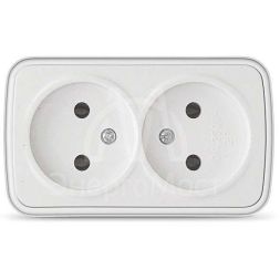 Розетка 2-м ОП Электра 16А IP20 без заземл. бел. Союз 0024