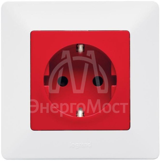 Механизм розетки 1-м СП Valena Life 16А IP20 250В 2К+З с лиц. панелью защ. шторки безвинт. зажимы бел. Leg 753420