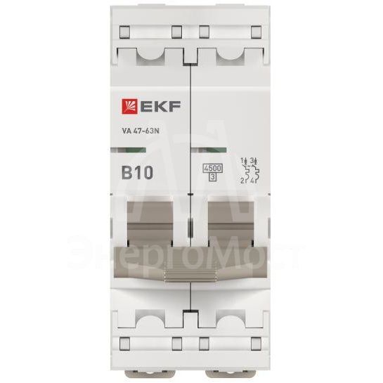 Выключатель автоматический 2п B 10А 4.5кА ВА 47-63N PROxima EKF M634210B