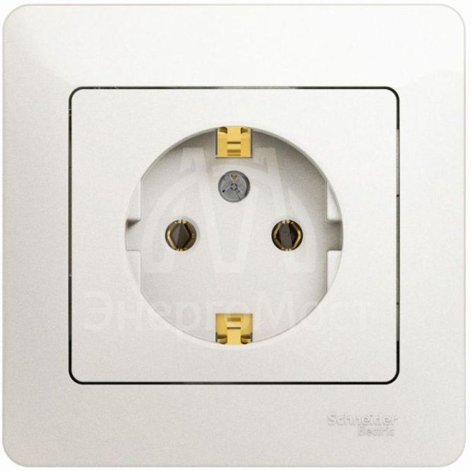 Розетка 1-м Glossa 16А с заземл. в сборе перламутр SchE GSL000642