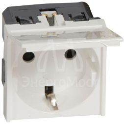 Механизм розетки 1-м СП 2мод. Mosaic 2К+З антибактер. с защ. крышкой с заземл. автомат. клеммы Leg 077219