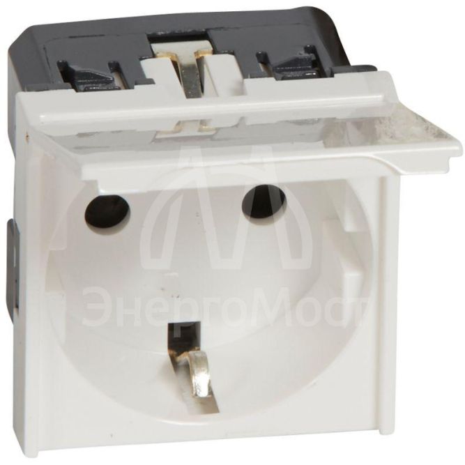 Механизм розетки 1-м СП 2мод. Mosaic 2К+З антибактер. с защ. крышкой с заземл. автомат. клеммы Leg 077219