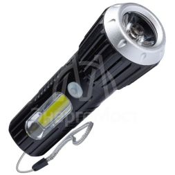 Фонарь ручной аккум. 1ВтLED+2ВтCOB коллим линза Li-ion18650 1000мА.ч корпус ABS-пластик USBшнур КОСМОС KOS114Lit