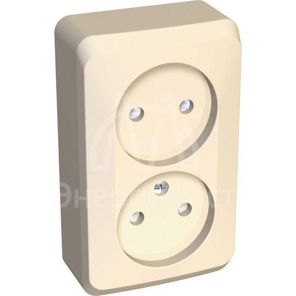 Розетка 2-м ОП Этюд 16А IP20 защ. шторки без заземл. крем. SchE PA16-006K