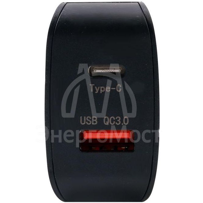 Адаптер сетевой ELX-РA01QC-C02 1USB+1Type C 100-220В 5-9В/3А QC коробка черн. ERGOLUX 15108