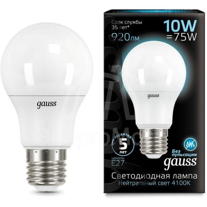 Лампа светодиодная Black A60 10Вт E27 4100К Gauss 102502210