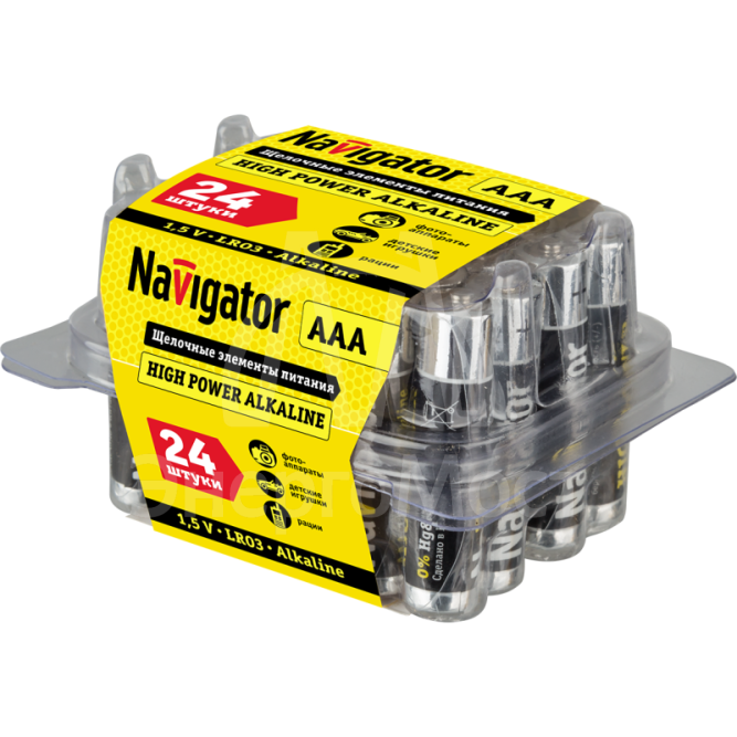 Элемент питания алкалиновый AAA/LR03 94 787 NBT-NE-LR03-BOX24 (уп.24шт) NAVIGATOR 94787