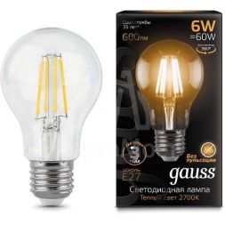 Лампа светодиодная Black Filament А60 E27 6Вт 2700К Gauss 102802106