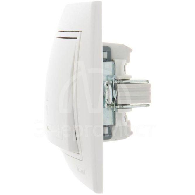 Выключатель проходной 1-кл. СП Мира 10А IP20 с бел.вставкой бел. LEZARD 701-0202-105