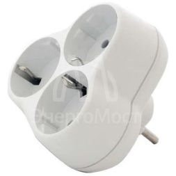 Тройник с заземл. круглый 16А 250В (еврослот) бел. UNIVersal АК303