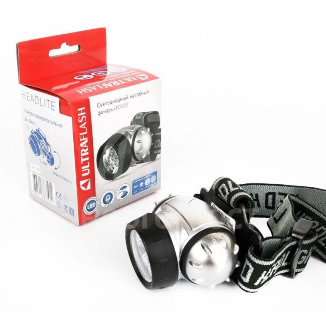 Фонарь налобный LED 5353 (19LED 4 режима; 3хR03 метал.) Ultraflash 10262
