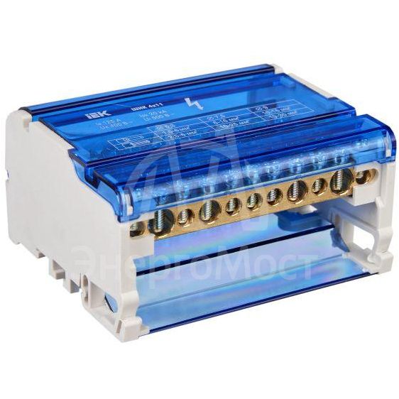 Шина на DIN-рейку в корпусе (кросс-модуль) ШНК 4х11 3L+PEN IEK YND10-4-11-125