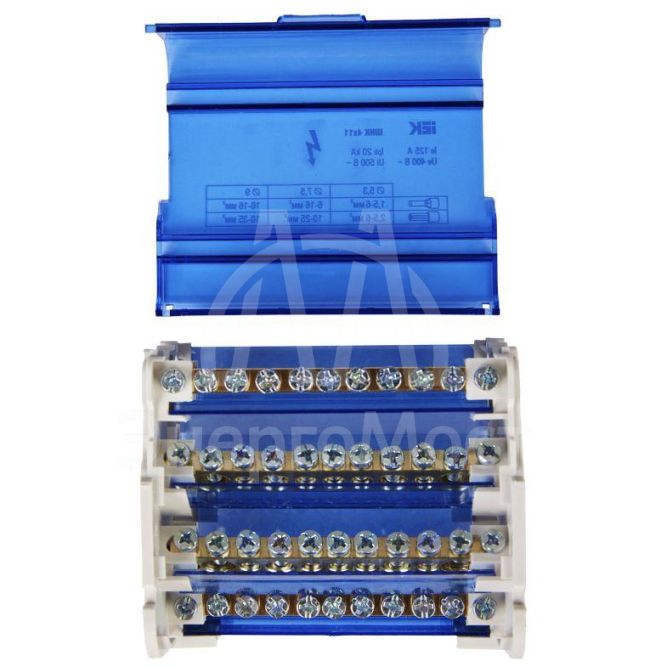 Шина на DIN-рейку в корпусе (кросс-модуль) ШНК 4х11 3L+PEN IEK YND10-4-11-125