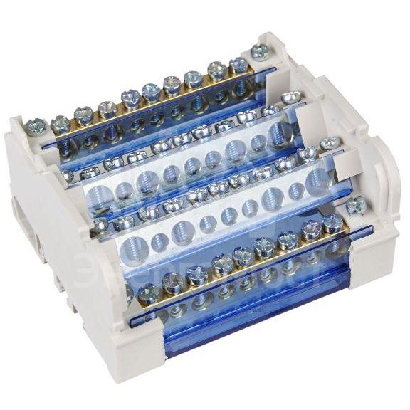 Шина на DIN-рейку в корпусе (кросс-модуль) ШНК 4х11 3L+PEN IEK YND10-4-11-125