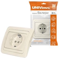 Розетка 1-м СП Валери 16А с заземл. сл. кость UNIVersal Б-В0028