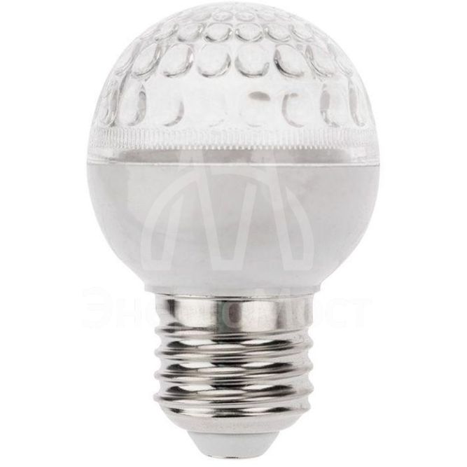 Лампа светодиодная 1Вт 9LED Шар d50 E27 тепл. бел. Neon-Night 405-216