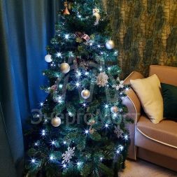 Гирлянда &amp;quot;ТВИНКЛ ЛАЙТ&amp;quot; (с контроллером) встроен. 120LED 15м 10Вт 220В бел. провод темн.-зел. ПВХ NEON-NIGHT 303-055