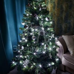 Гирлянда &amp;quot;ТВИНКЛ ЛАЙТ&amp;quot; (с контроллером) встроен. 120LED 15м 10Вт 220В бел. провод темн.-зел. ПВХ NEON-NIGHT 303-055