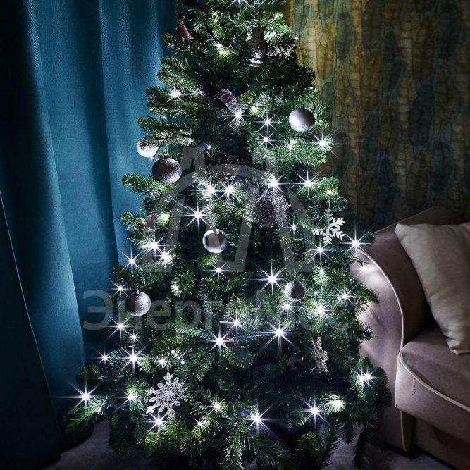 Гирлянда &amp;quot;ТВИНКЛ ЛАЙТ&amp;quot; (с контроллером) встроен. 120LED 15м 10Вт 220В бел. провод темн.-зел. ПВХ NEON-NIGHT 303-055