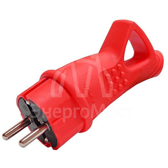 Вилка электрическая 1-м с ушком каучук красн. UNIVersal 3071