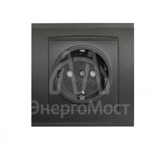 Розетка 1-м СП Бриллиант 16А IP20 с заземл. защ. шторки в сборе графит Universal 7947632-Gr