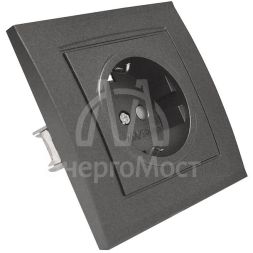 Розетка 1-м СП Бриллиант 16А IP20 с заземл. защ. шторки в сборе графит Universal 7947632-Gr