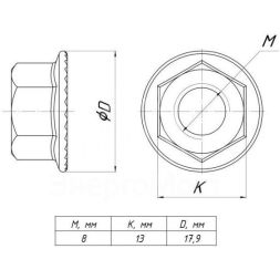 Гайка с фланцем М8 EKF gflm8
