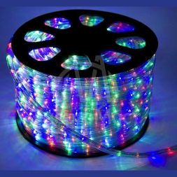 Шнур светодиодный Дюралайт постоянного свечения 2W 220В 1.8Вт/м d13мм (уп.100м) IP44 мультиколор (уп.100м) Космос KOC-DL-2W13-RGB