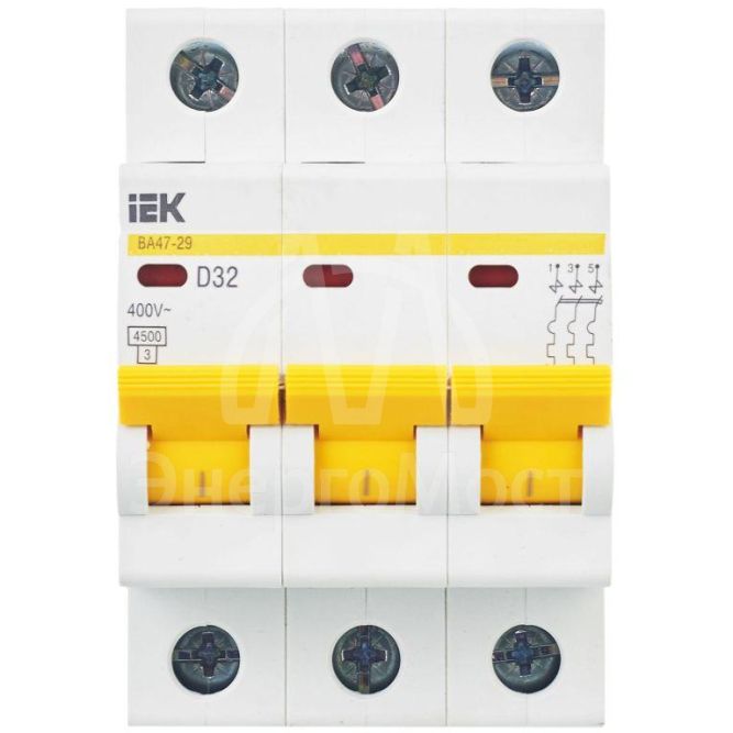 Выключатель автоматический модульный 3п D 32А 4.5кА ВА47-29 IEK MVA20-3-032-D