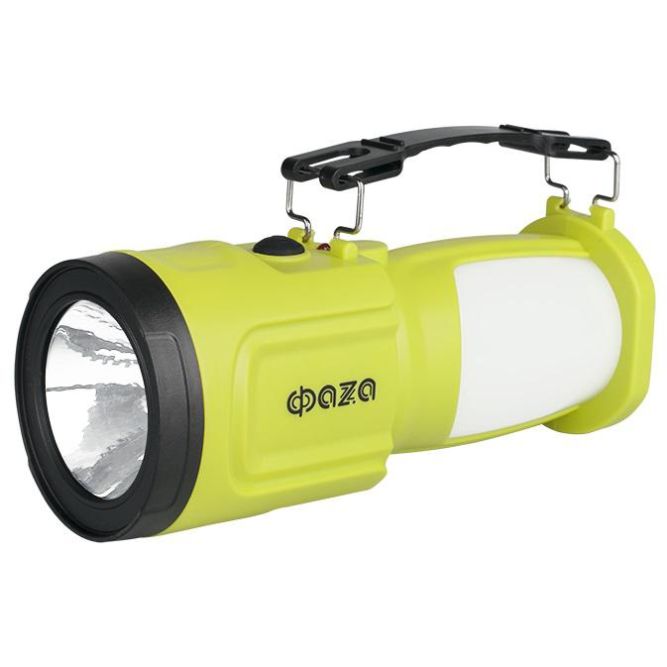 Фонарь аккумуляторный универсальный AccuF8-L1W/L24-gn 1Вт 83лм + боков. панель 24х0.1Вт 132лм аккум. 0.9А.ч ЗУ: сеть/солнечн. панель IP20 зел. ФАZА 5006683