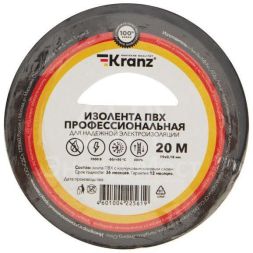 Изолента ПВХ профессиональная 0.18х19мм 20м черн. (уп.10шт) Kranz KR-09-2806