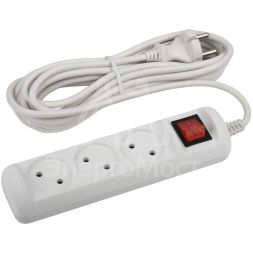 Удлинитель 3х5м без заземл. с выкл. 10А ПВС 2х1 U-3s-5m-2x1 ЭРА Б0044051