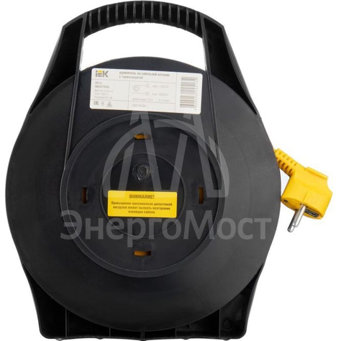 Удлинитель на катушке 4х10м с заземл. 10А IP20 УК10 &amp;quot;Industrial&amp;quot; с термозащ. 3х1 IEK WKP14-10-04-10