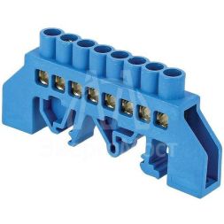 Шина нулевая N 8х12 12 отвер. латунь син. нейлоновый корпус комбинированный PROxima EKF sn0-125-12-dn