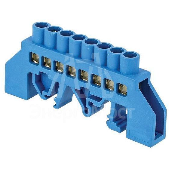 Шина нулевая N 8х12 12 отвер. латунь син. нейлоновый корпус комбинированный PROxima EKF sn0-125-12-dn