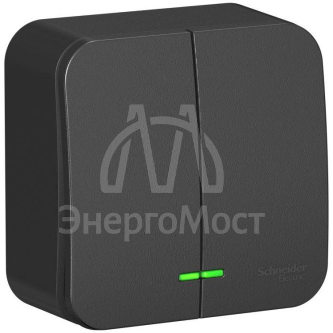 Выключатель 2-кл. ОП Blanca 10А IP20 (сх. 5) 250В с подсветкой с изолир. пластиной антрацит SE BLNVA105116