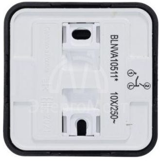 Выключатель 2-кл. ОП Blanca 10А IP20 (сх. 5) 250В с подсветкой с изолир. пластиной антрацит SE BLNVA105116