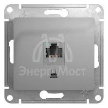 Механизм розетки комп. 1-м СП Glossa RJ45 CAT.5E алюм. SchE GSL000381K