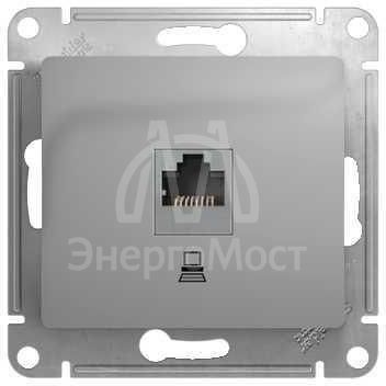 Механизм розетки комп. 1-м СП Glossa RJ45 CAT.5E алюм. SchE GSL000381K
