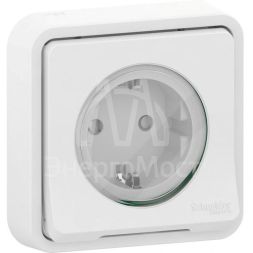 Розетка СП Mureva Styl защ. шторки с заземл. бел. IP55 SchE MUR39132