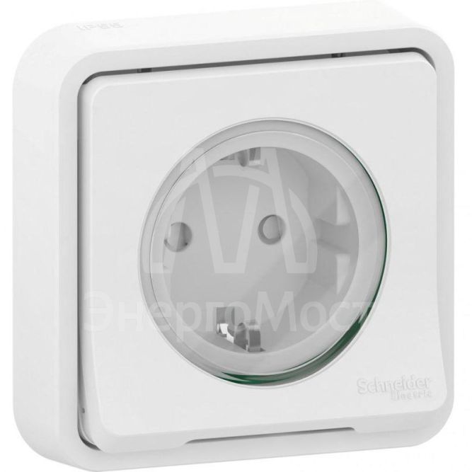 Розетка СП Mureva Styl защ. шторки с заземл. бел. IP55 SchE MUR39132