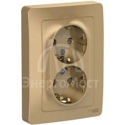 Розетка 2-м СП BLANCA 16А 250В без шторок с заземл. титан SchE BLNRS001024